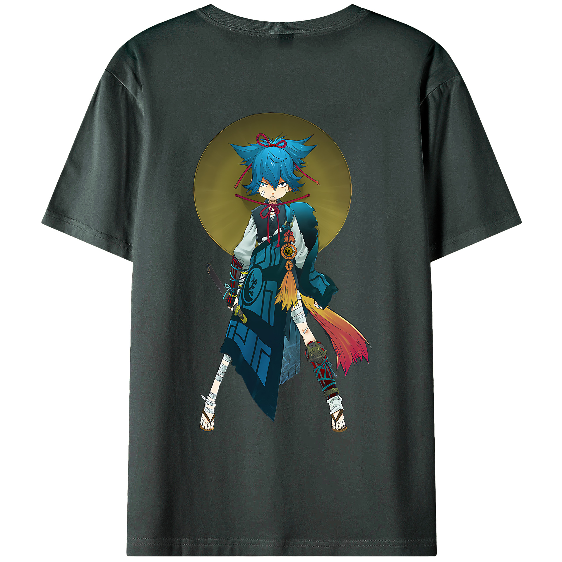 （画像用） 刀剣乱舞 Touken Ranbu 綿100％ メンズ半袖Tシャツ（バックプリント） 通気性